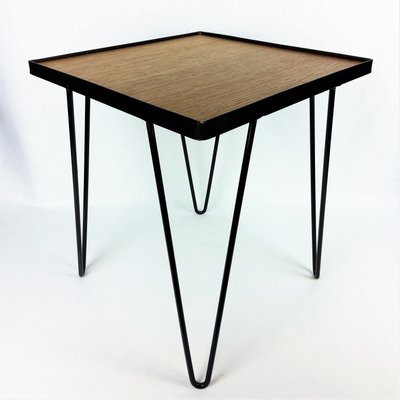 Oak & Metal Side Table, 1950s-YBU-589386