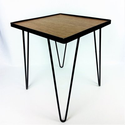 Oak & Metal Side Table, 1950s-YBU-589386