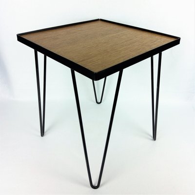 Oak & Metal Side Table, 1950s-YBU-589386