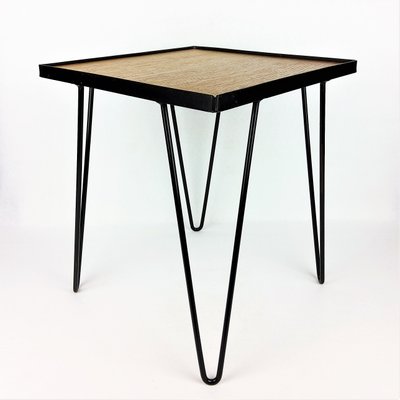 Oak & Metal Side Table, 1950s-YBU-589386