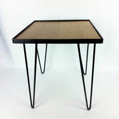 Oak & Metal Side Table, 1950s-YBU-589386