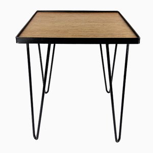 Oak & Metal Side Table, 1950s-YBU-589386