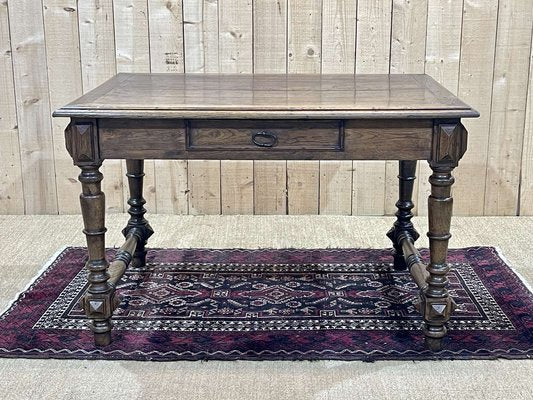 Oak Office Table with Drawer, 1930s-QYF-1703427