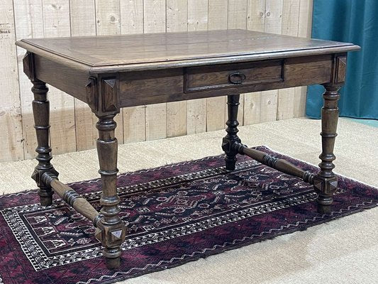 Oak Office Table with Drawer, 1930s-QYF-1703427