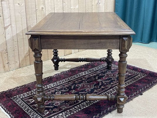 Oak Office Table with Drawer, 1930s-QYF-1703427