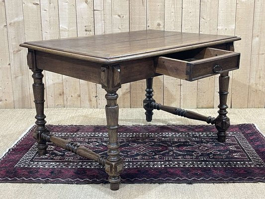 Oak Office Table with Drawer, 1930s-QYF-1703427