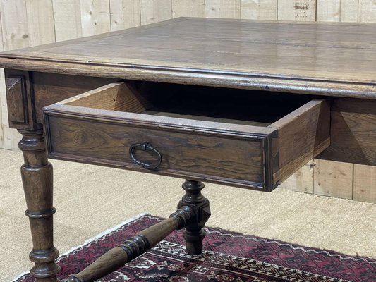 Oak Office Table with Drawer, 1930s-QYF-1703427