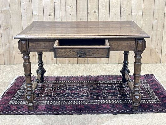 Oak Office Table with Drawer, 1930s-QYF-1703427