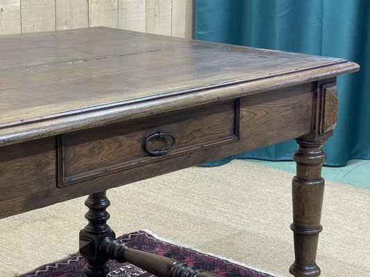 Oak Office Table with Drawer, 1930s-QYF-1703427