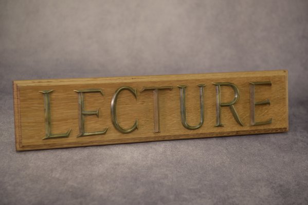 Oak Plaque and Brass Sign, 1950s-NEN-2023701