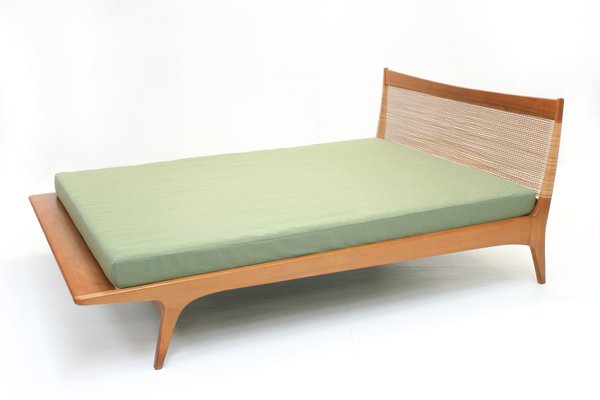 Oak & Rattan Daybed by Jos De Mey for Van Den Berghe Pauvers, 1960s-SES-898897