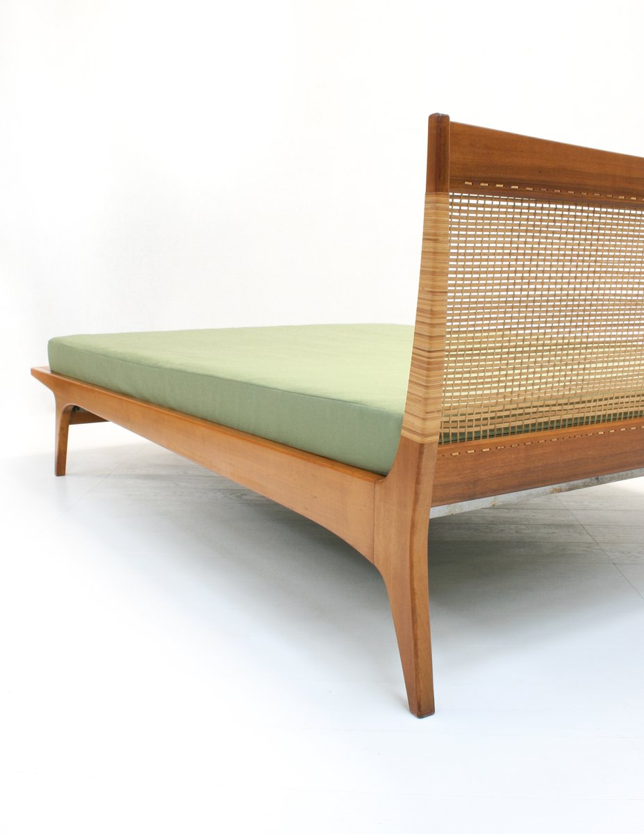 Oak & Rattan Daybed by Jos De Mey for Van Den Berghe Pauvers, 1960s