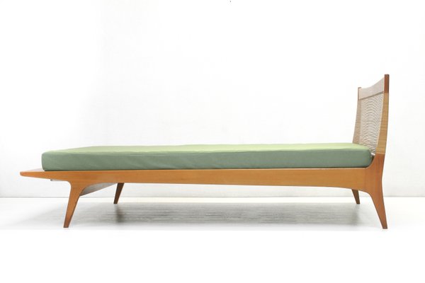 Oak & Rattan Daybed by Jos De Mey for Van Den Berghe Pauvers, 1960s-SES-898897