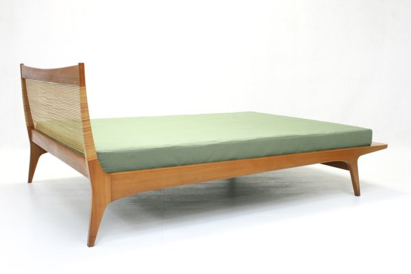 Oak & Rattan Daybed by Jos De Mey for Van Den Berghe Pauvers, 1960s-SES-898897