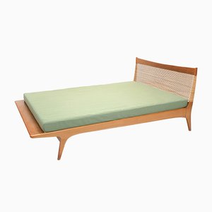 Oak & Rattan Daybed by Jos De Mey for Van Den Berghe Pauvers, 1960s-SES-898897