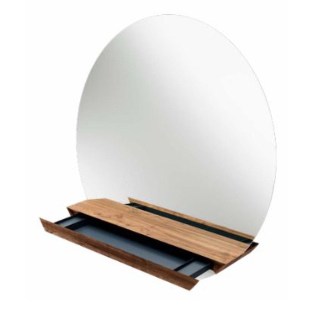 Oak Round Guillotine Mirror by Jeffrey Huyghe