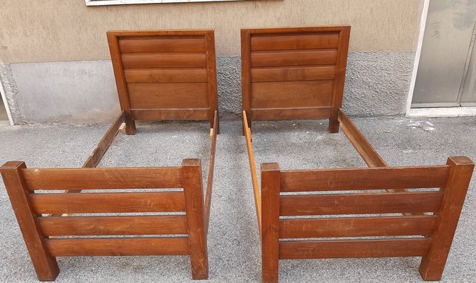 Oak Single Beds by Melchiorre Bega, 1930s, Set of 2-OHK-860873