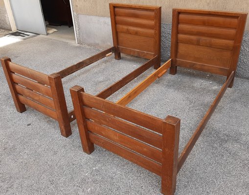 Oak Single Beds by Melchiorre Bega, 1930s, Set of 2-OHK-860873