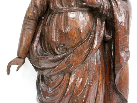 Oak Statue of a Saint, 19th Century-RVK-1009286