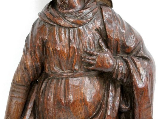 Oak Statue of a Saint, 19th Century-RVK-1009286