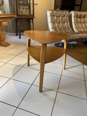 Oak Veneer & Bow Side Table by Hugues Steiner, 1960s-TEP-1288731