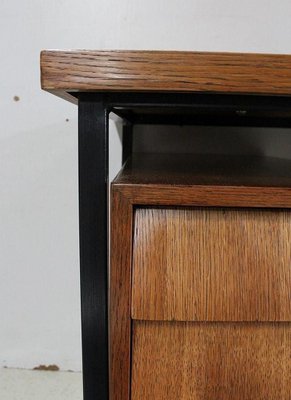 Oak Veneer Desk with Metal Legs, 1940s-RVK-778692