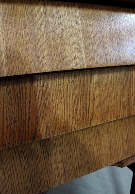 Oak Veneer Desk with Metal Legs, 1940s-RVK-778692