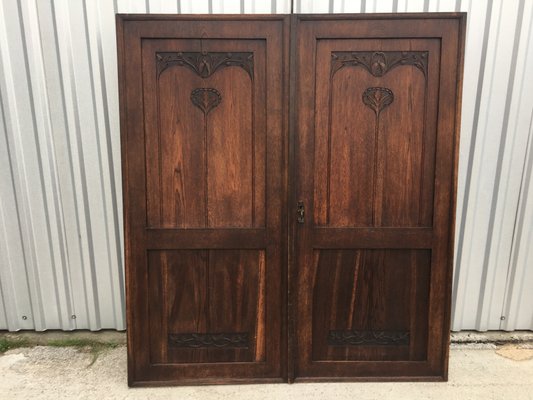 Oak Wardrobe Doors, 19th Century, Set of 2-WQQ-1049646