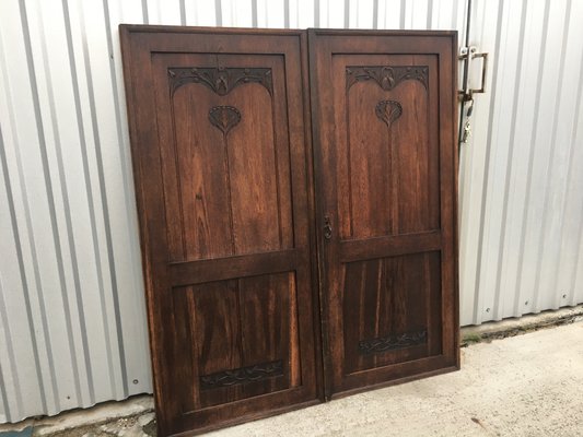 Oak Wardrobe Doors, 19th Century, Set of 2-WQQ-1049646