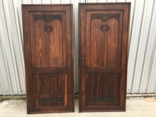 Oak Wardrobe Doors, 19th Century, Set of 2-WQQ-1049646