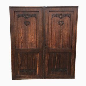 Oak Wardrobe Doors, 19th Century, Set of 2-WQQ-1049646