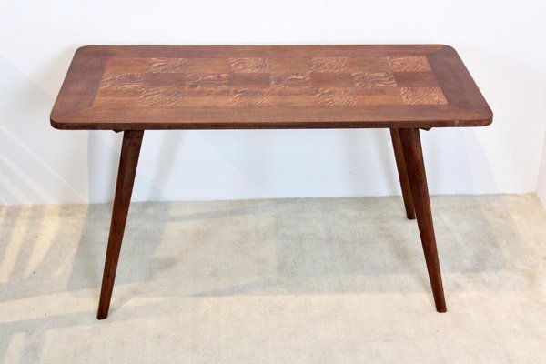 Oak Wood Coffee Table with Veneer Inlay, 1960s-MO-775687