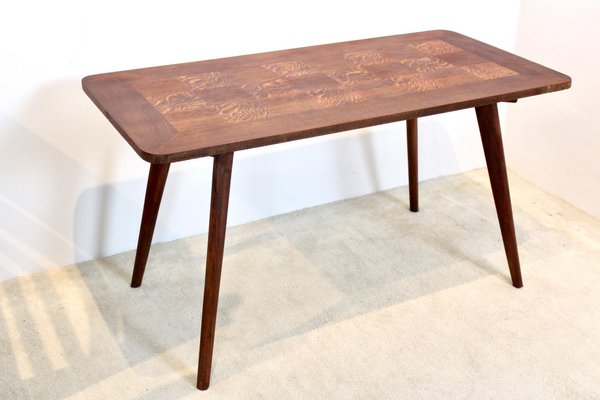 Oak Wood Coffee Table with Veneer Inlay, 1960s-MO-775687