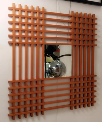 Oak Wood Wall Mirror attributed to Ettore Sottsass for Santambrogio & De Berti, Italy, 1959-YUW-1784660