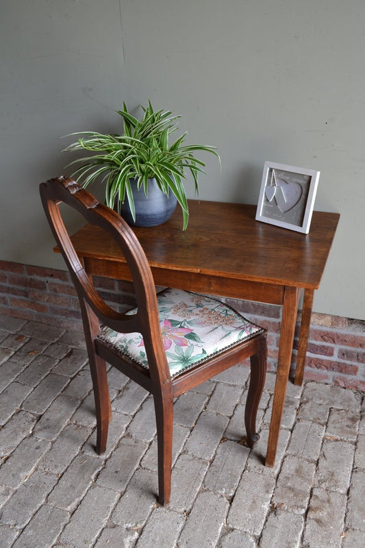 Oak Writing Table with Chair, Set of 2