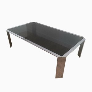 Octagon Chromed Coffee Table with Black Glass Top, 1970s-BA-658607