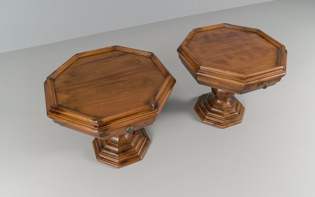 Octagonal Bedside Tables, 1950s, Set of 2-KQB-1820222