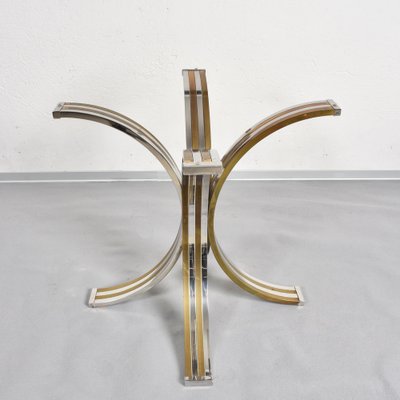 Octagonal Dining Table in Brass, Chrome & Glass, Italy, 1970s-JDR-1126197