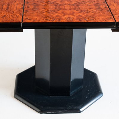 Octagonal Extendable Dining Table in Lacquered Wood with Black Marble Foot attributed to Roche Bobois, France, 1980s-ZFJ-1803863