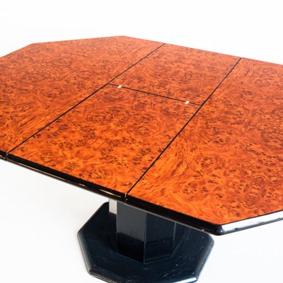 Octagonal Extendable Dining Table in Lacquered Wood with Black Marble Foot attributed to Roche Bobois, France, 1980s-ZFJ-1803863