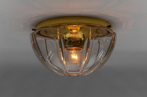 Octagonal Glass Flush Mount by Limburg, Germany, 1960s-KQB-1814538