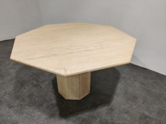 Octagonal Italian Travertine Dining Table, 1970s-IRH-782704