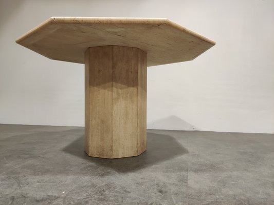 Octagonal Italian Travertine Dining Table, 1970s-IRH-782704