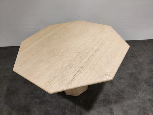 Octagonal Italian Travertine Dining Table, 1970s-IRH-782704