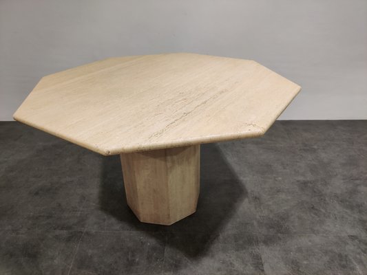 Octagonal Italian Travertine Dining Table, 1970s-IRH-782704