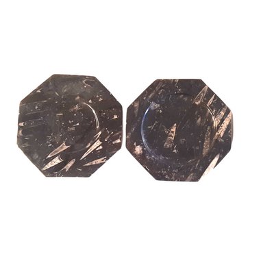 Octagonal Jurassic Black Marble Fossil, Set of 4-TCS-1123882