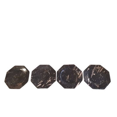 Octagonal Jurassic Black Marble Fossil, Set of 4-TCS-1123882