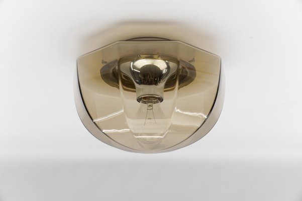 Octagonal Smoked Glass Flush Mount Light, 1960s-KQB-1814377