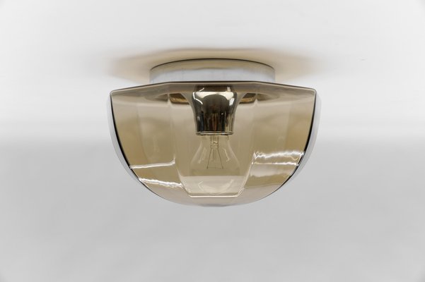 Octagonal Smoked Glass Flush Mount Light, 1960s-KQB-1814377