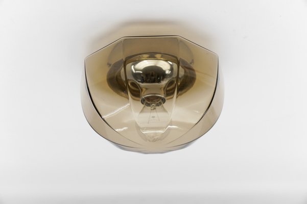 Octagonal Smoked Glass Flush Mount Light, 1960s-KQB-1814377